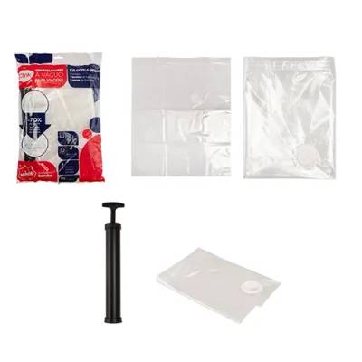 KIT 5 Saco A Vácuo PET e Pé 50 cm x 60 cm e 1 Bomba A Vácuo Plástico PP e Metal 43 cm x 28,5 cm x 7 cm